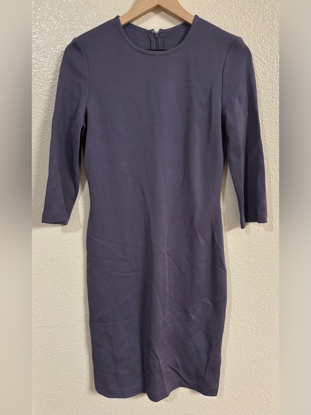 ST. JOHN Wool Blend Crew Neck Sheath Dress